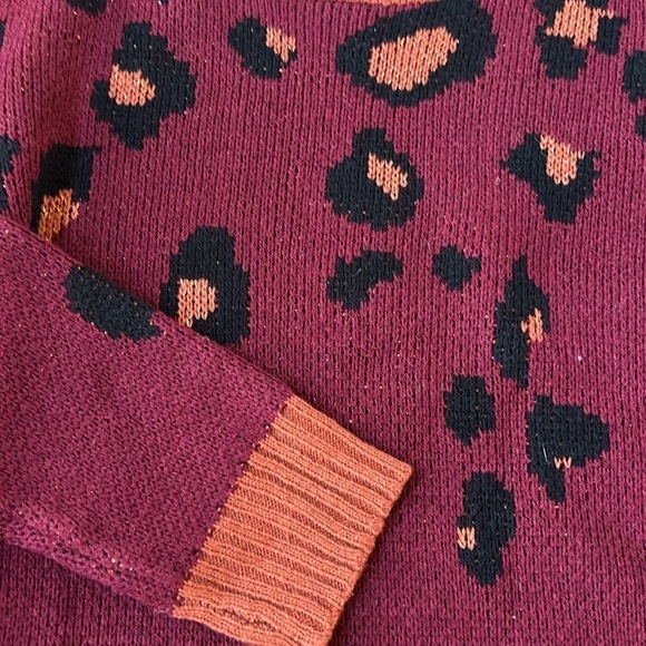 ALYA Maroon Orange Cheetah Print Sweater Size Medium - Picture 5 of 7